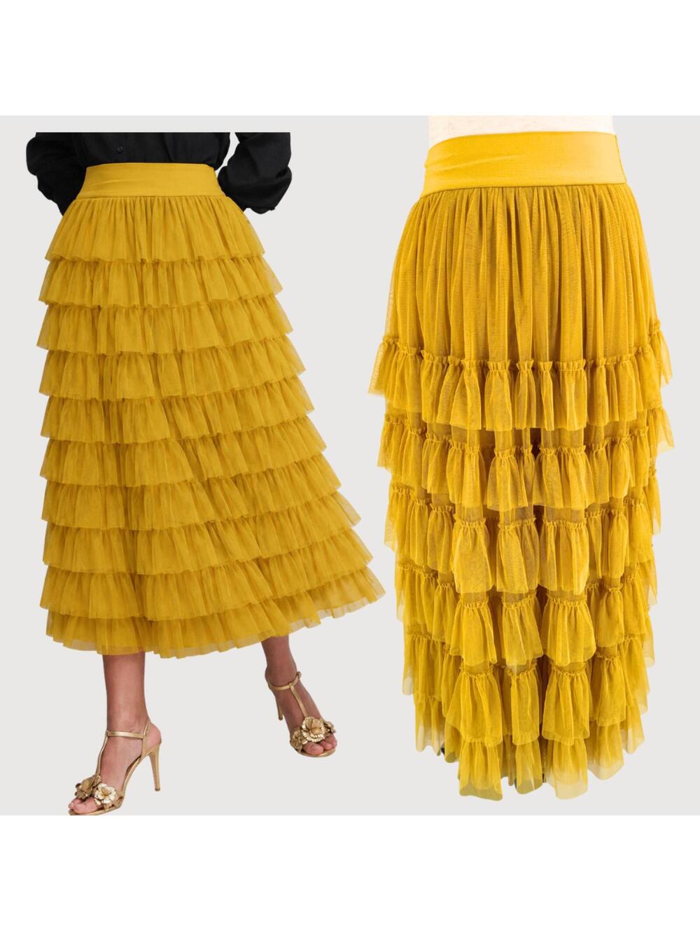 Boden Tiered Tulle Ruffle Midi Skirt 2